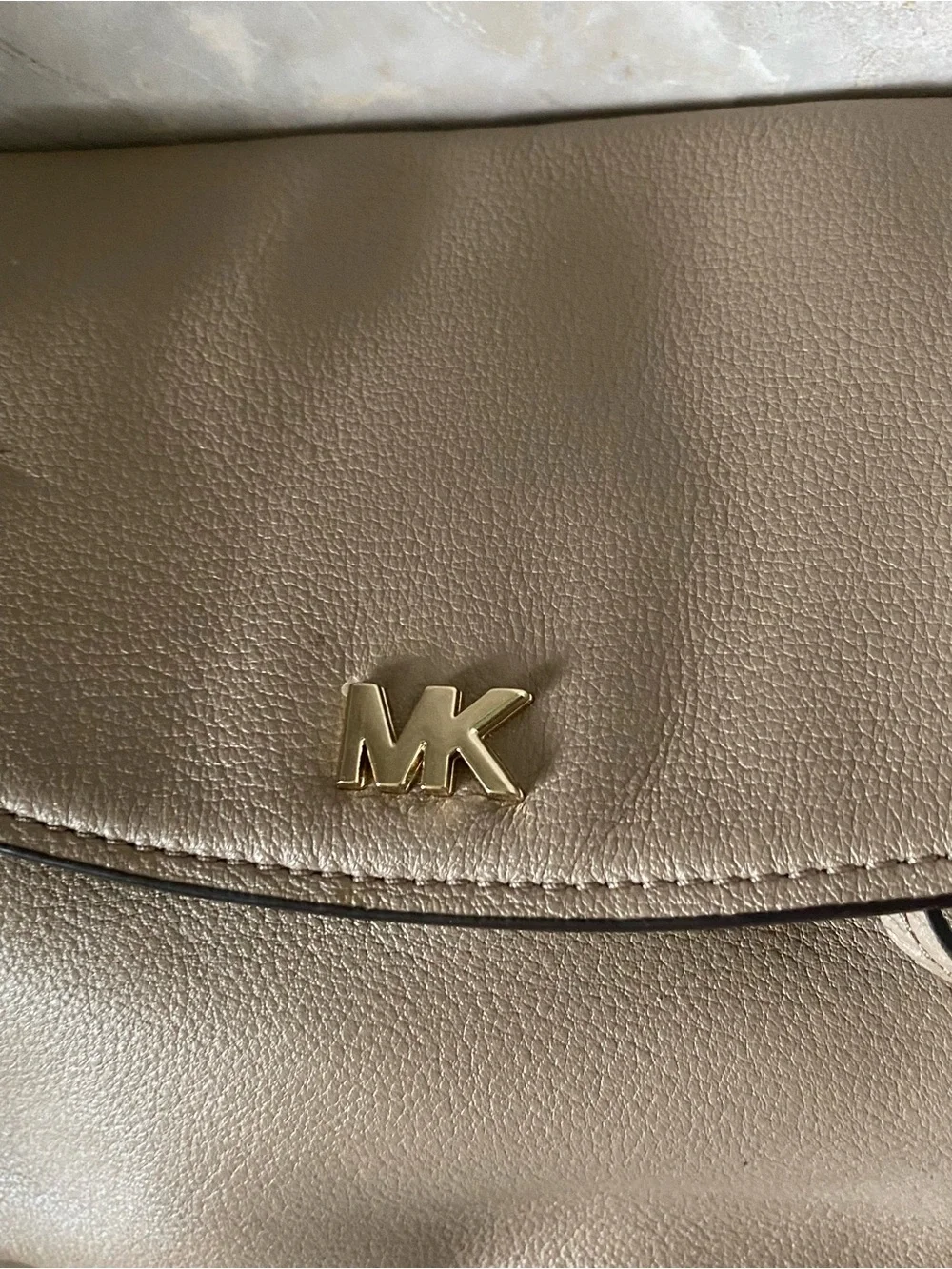 Michael Kors Taupe Crossbody Purse Gold Hardware